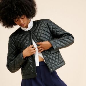 Steve Madden Martine Vegan Leather Jacket Quilted‎ Black